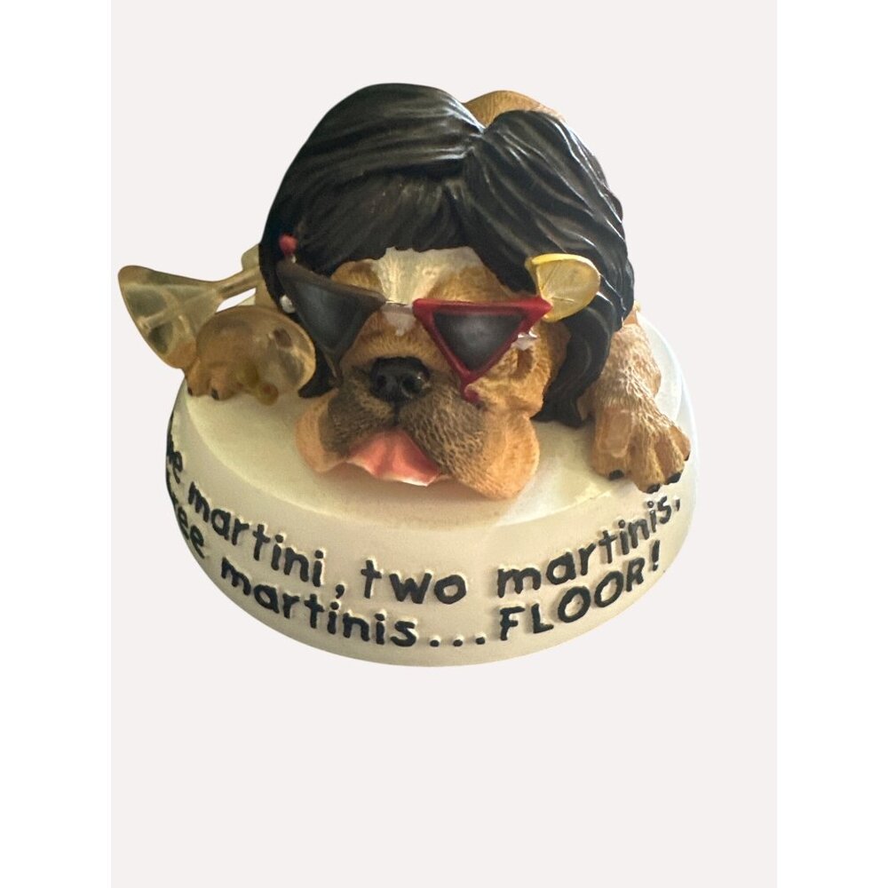 Zelda Wisdom Bulldog‎ Figurine "Three Martinis Floor Resin Collectible